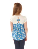 Girls\' blouse with flowers, cream, NDZ8157 - Online store - Boutique